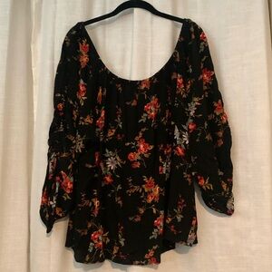 Xhilaration Black Floral Blouse sz 2x